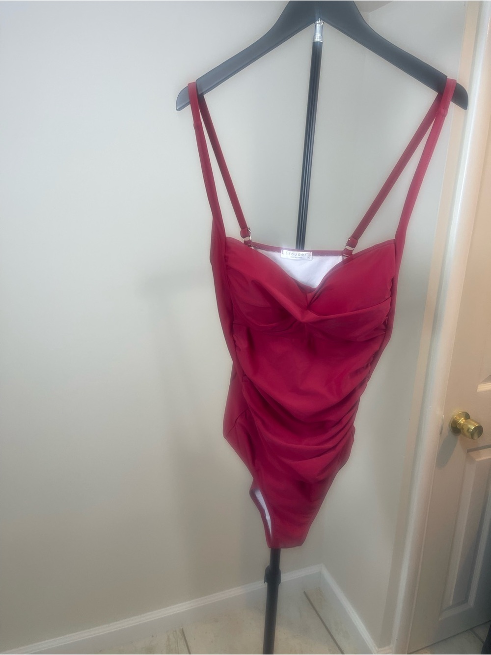 Classic Red One-Piece Swimsuit with Ruched Front